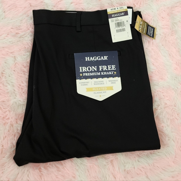 Haggar Other - HAGGAR Black Premium Iron free clasic Fit Dress Pants 40 X 30 NWT Mens